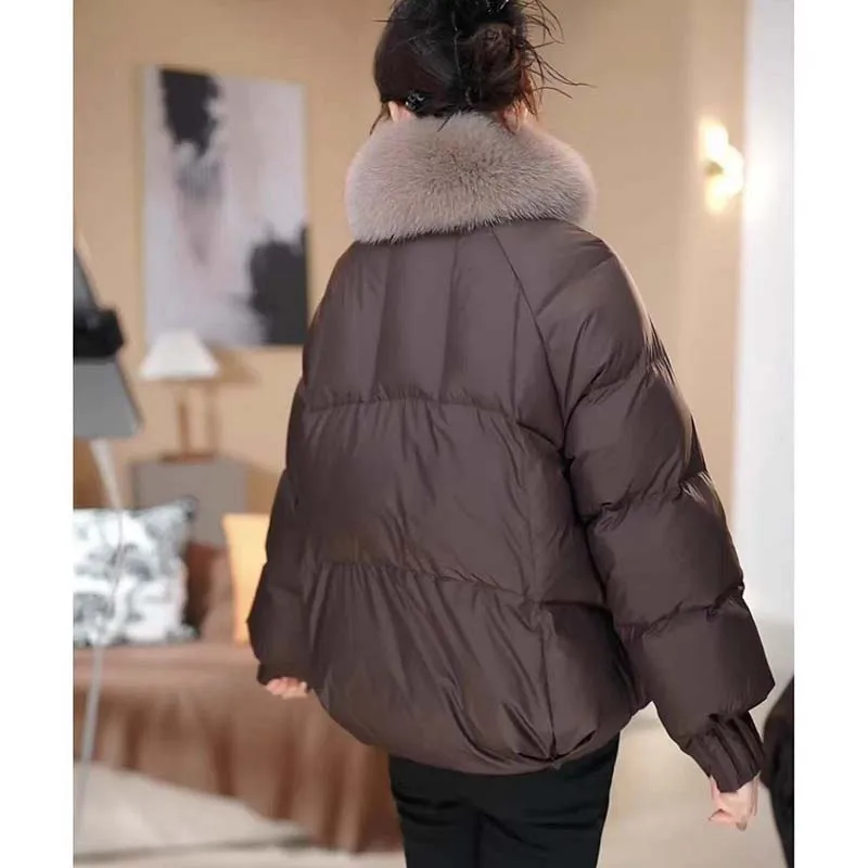 Women 2026Temperament Cotton-Padded Jacket Autumn Winter New Big Fur Collar Coat Female Parkas Thicken Warm Overwear Ladies Tops 6