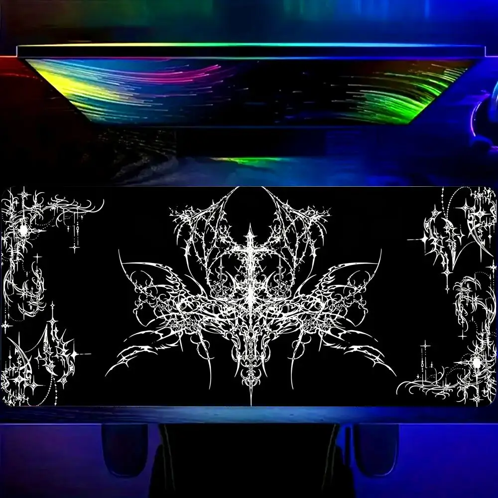 

HYBXAXC Ornate Gothic Flourish Desk Mat Black White Decorative Gaming Mousepad,Durable Rubber Base,Ideal for Office & Home Use