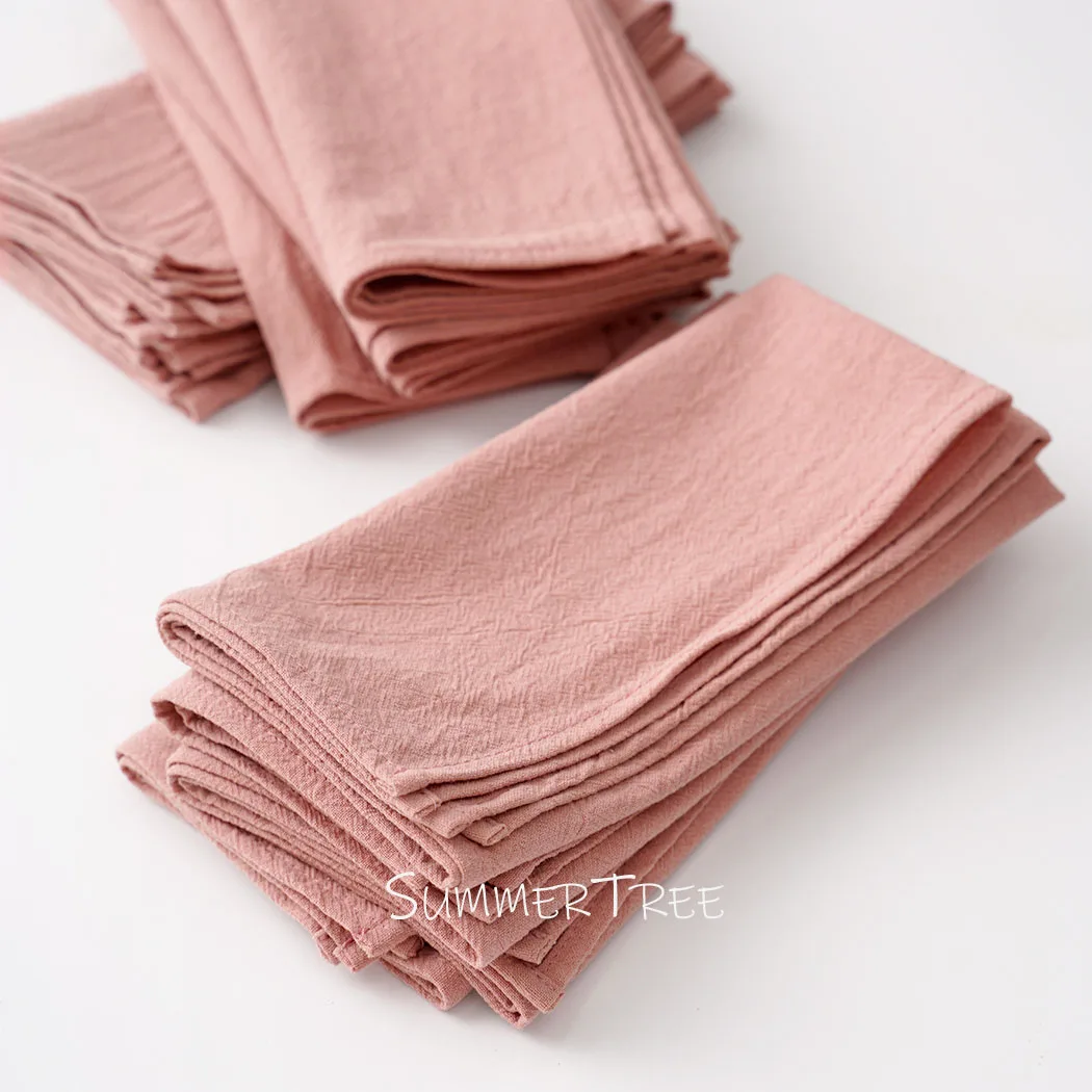 12 Pack 40x40cm Napkins Vintage Plain Washed Cotton Cloth Towels Place Mats for Kitchen Wedding Christmas Party Table Decoration