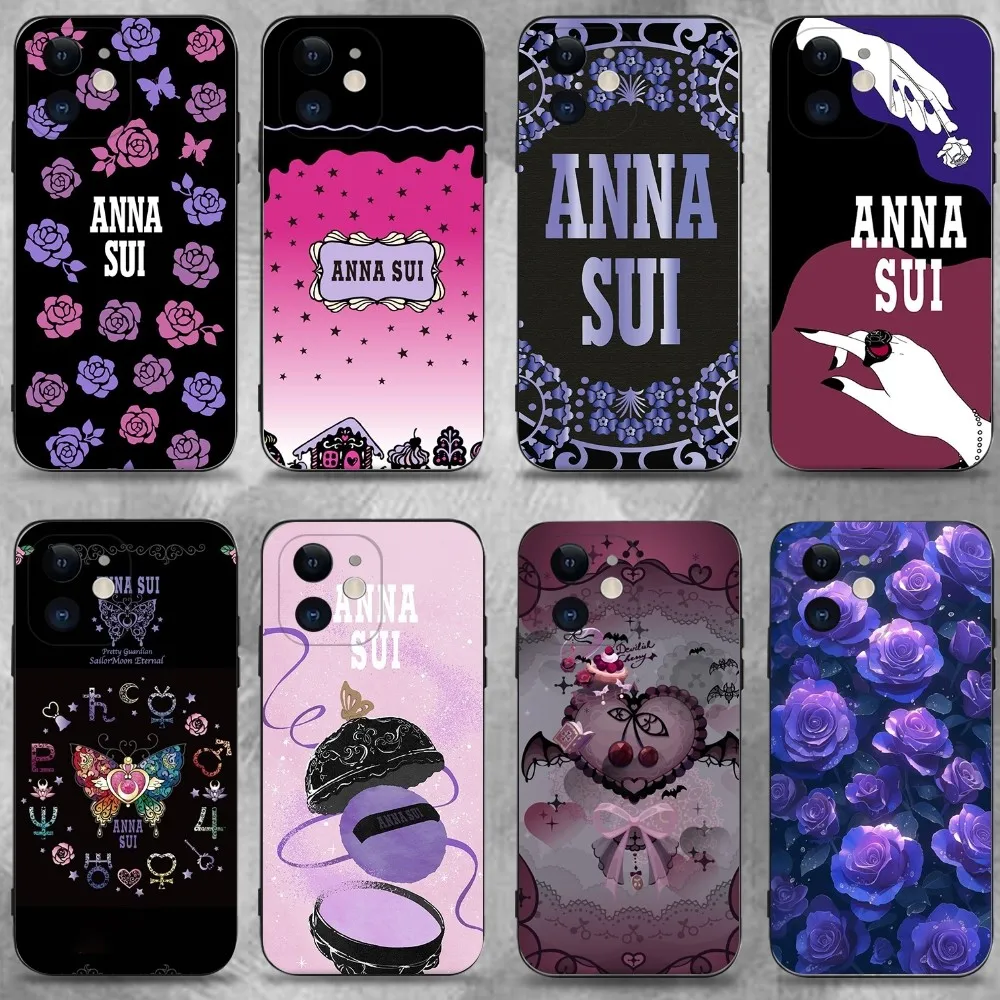 

Purple Brand A- ANNA S-SUI Phone Case For iPhone 16,15,14,13,12,11 Plus,Pro Max,XS,X,XR,SE,Mini,8,7,Soft Silicone Black Cover