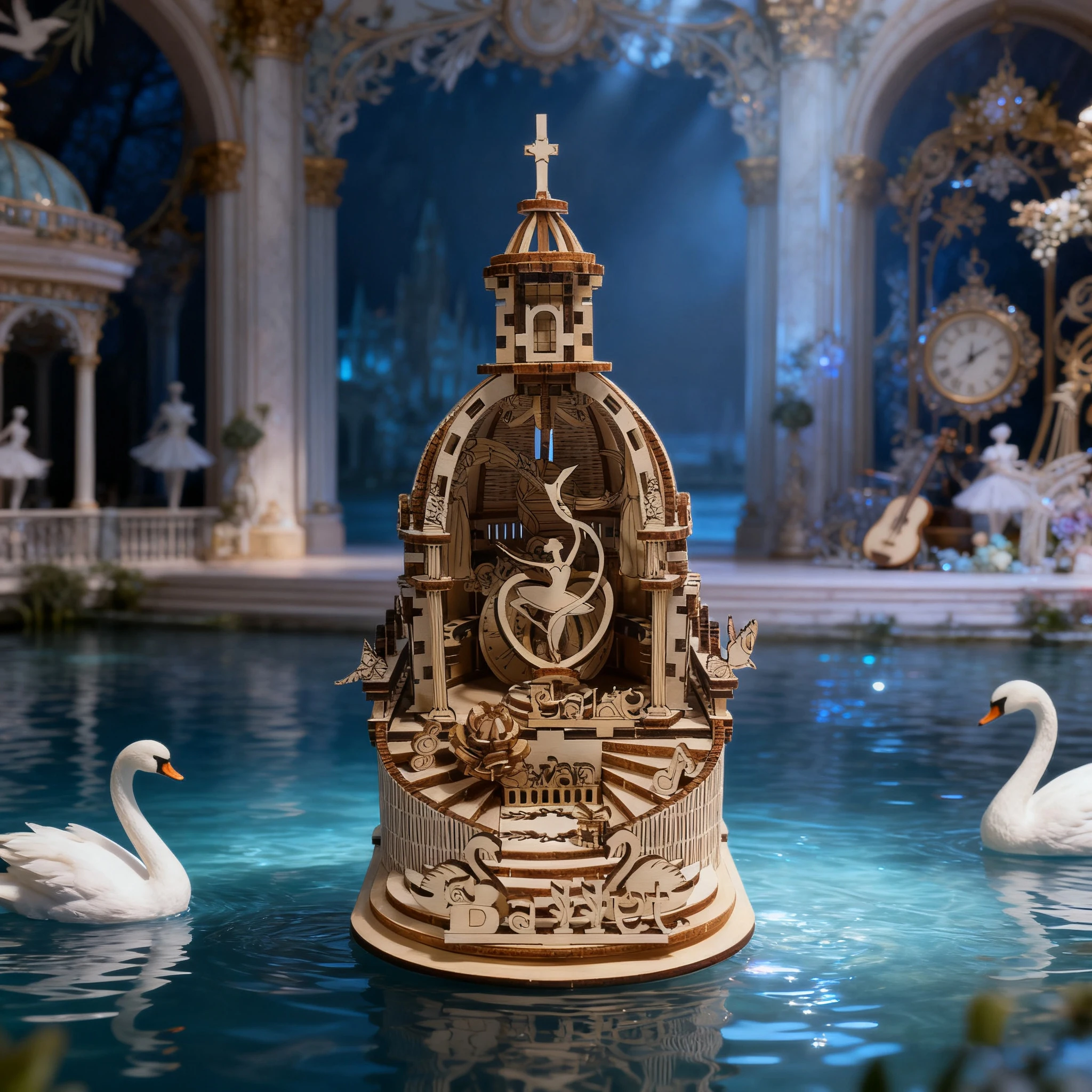 DIY سوان ليك الموسيقى الحرفية كيت 3D الحرفية أطقم منمذجة العملي على النشاط الجدول الديكور عيد الميلاد، عيد ميلاد، هدية عيد الهالوين #4