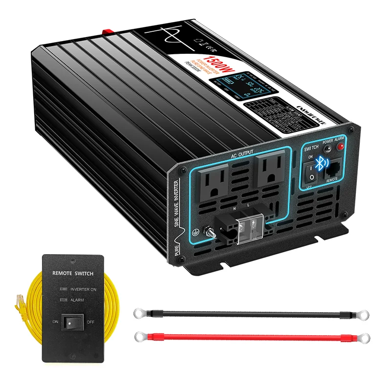 CNswipower 1500 واط عاكس الطاقة شاشة الكريستال السائل موجة جيبية نقية العاكس 12 فولت/24 فولت/48 فولت 110 فولت مناسبة للمنزل و RV