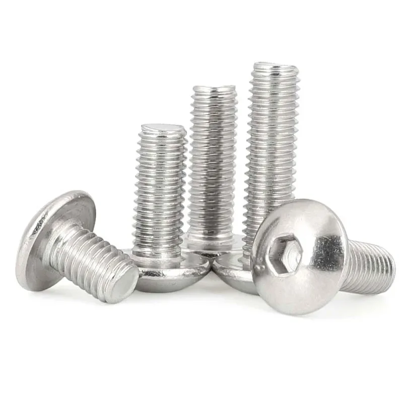 20pcs Stainless steel Big Flat Round Head Inner Hexagon Screw Bolt M6 6mm M5 5mm for Motorcycle Scooter ATV Moped Plastic Cover