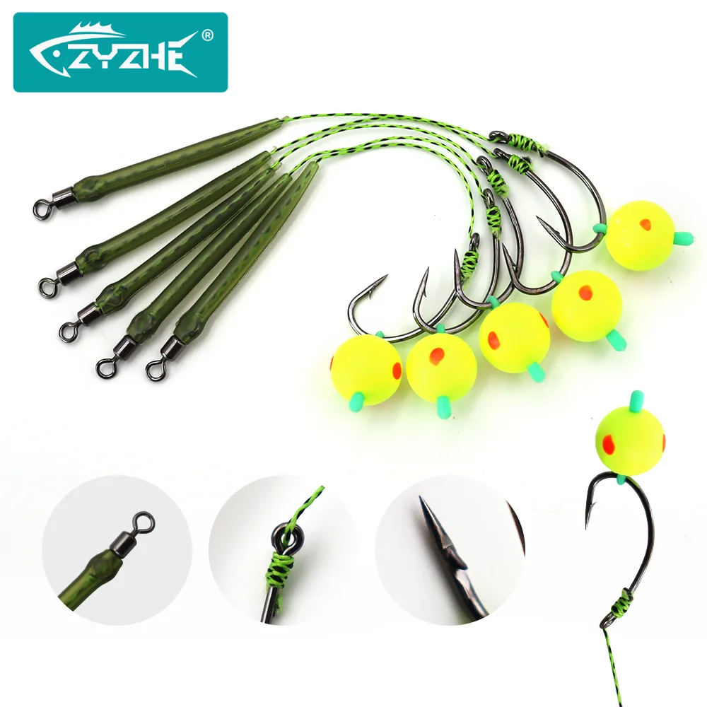 ZYZHE Aparejos de carpa con flotador y anzuelo pelo para fondo - imagen 4