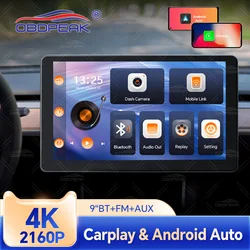 OBDPEAK 9 Inch 4K Carplay & Android Auto Car DVR WiFi Bluetooth AUX FM Dash Cam GPS Navigation 24h Park Monitor Video Recorder