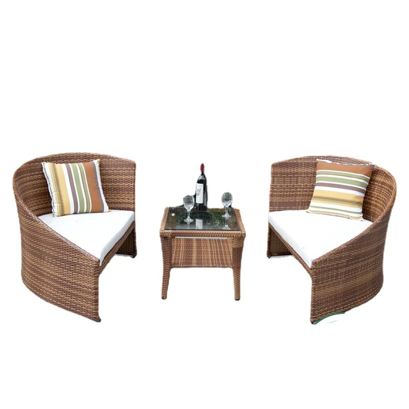 

Столы и стулья из ротанга на открытом воздухе, мебельные стулья для отдыха во дворе виллы, уличные балконные столы и стулья, в форме сердца