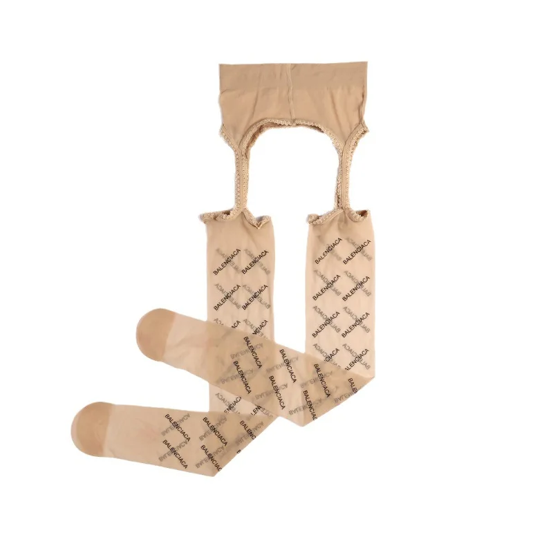 Meias de liga sem crochê com letras de seda preta meia-calça de uma peça para mulheres EnglishinsUltra-fino Transparente Sexy Meia de tubo longo