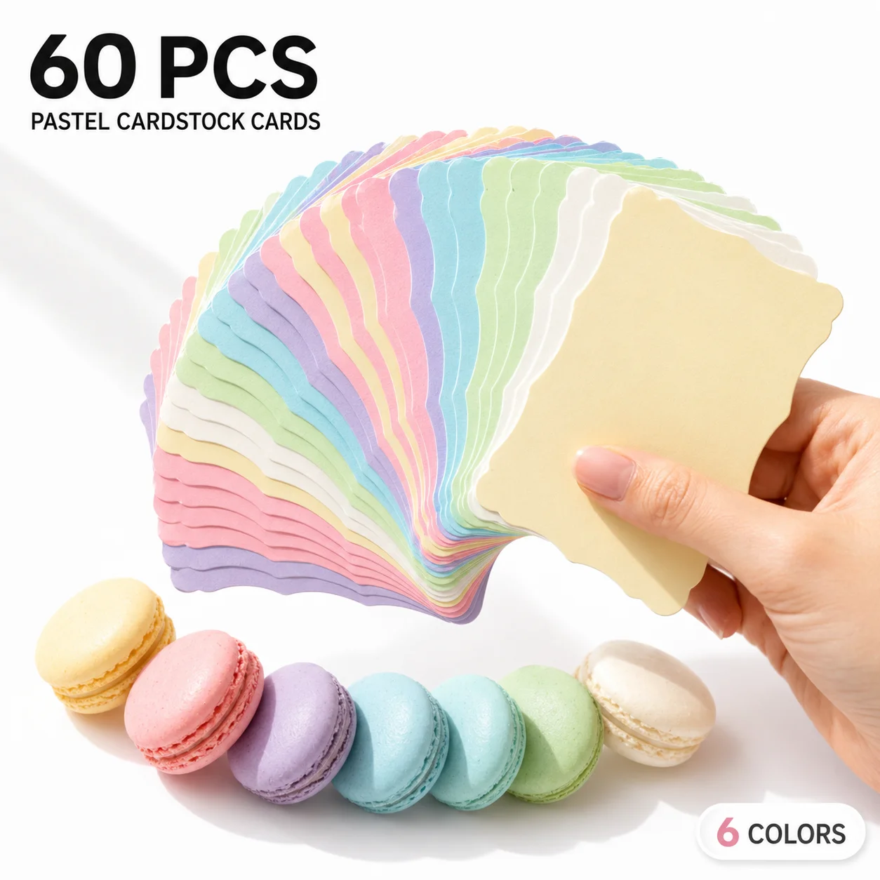 

60Pcs Pastel Mini Blank Cards, 6 Macaron Colors. Ideal for journaling, scrapbooking, DIY greetings, wedding & party invitations