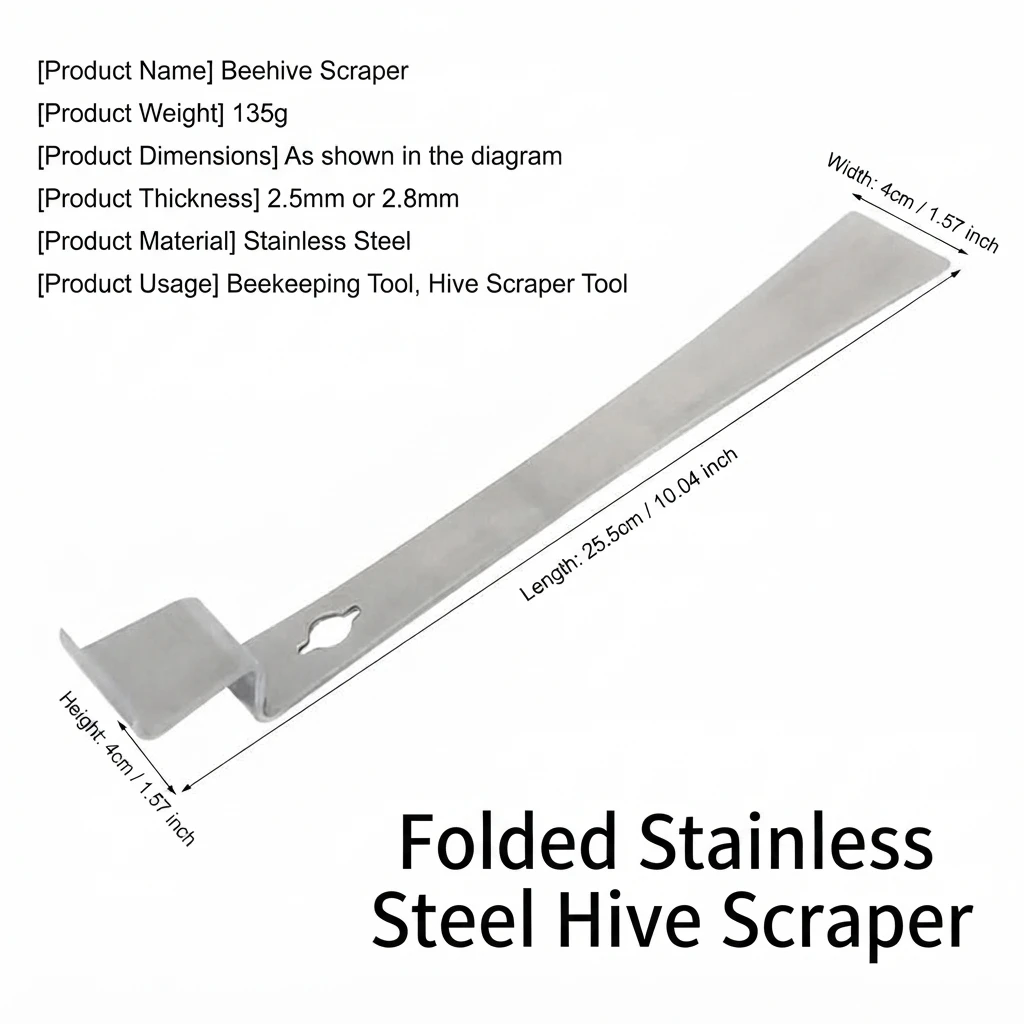 YGTITAN Stainless Steel Hive Scraper, Beekeeping Tool for Frame Cleaning & Uncapping, Ergonomic Pry Bar for Beehive