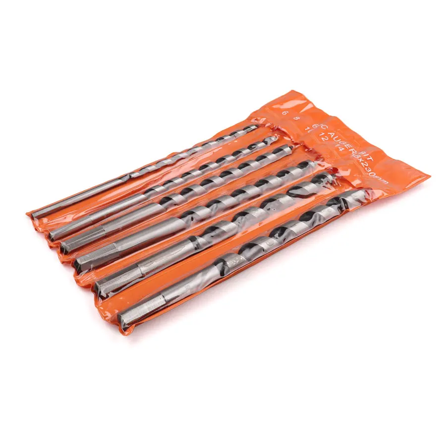 5/6PCS Auger Drill Bit Set, Wood Boring Bits with Hex Shank for Timber, Carpentry and Electric Drill
