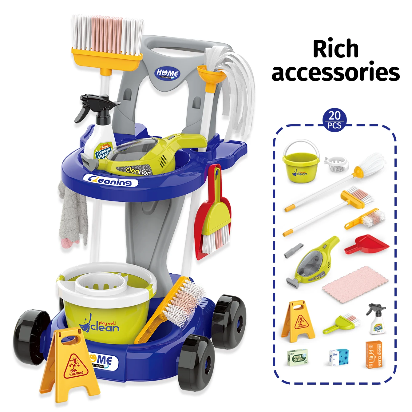 Children's simulation toy cleaning tools trolley vacuum cleaner broom mop set