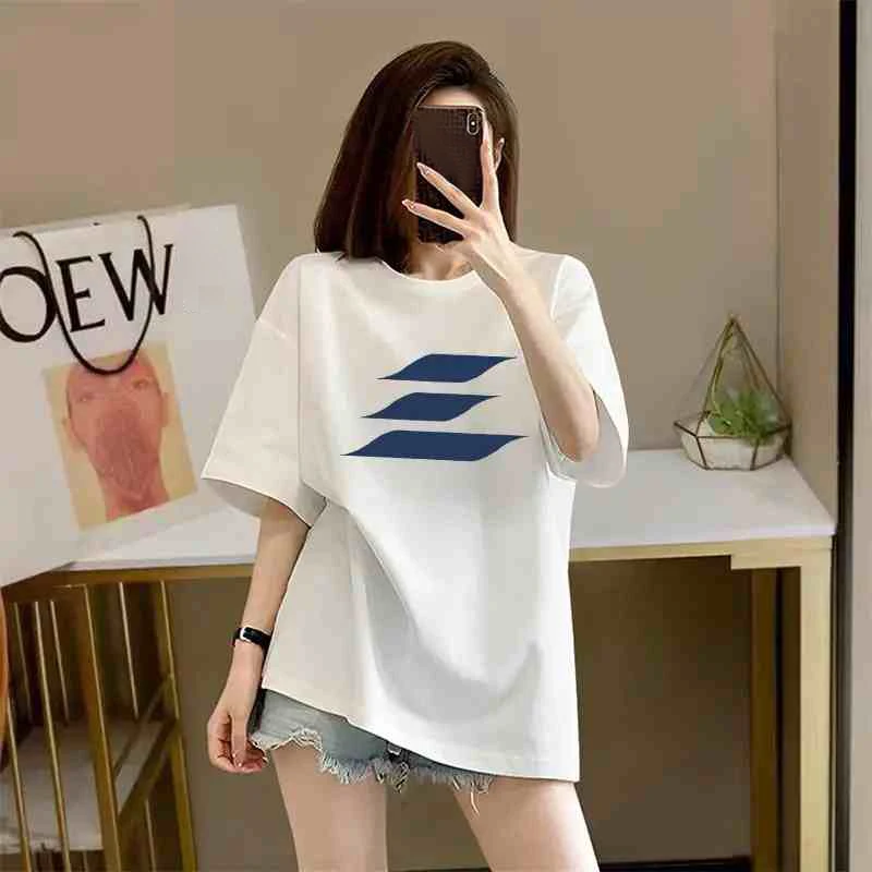 Fashion Short Sleeve T-shirt for Women Summer Oversized Loose Versatile Mid-length Printed Tshirt Casual O-neck Male Tees