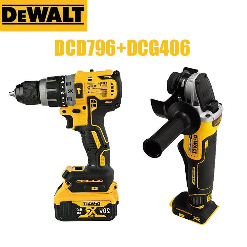 

Набор бесщеточных аккумуляторных инструментов DEWALT DCG406 и DCD796 20В для обслуживания автомобилей и резки. Электроинструменты.