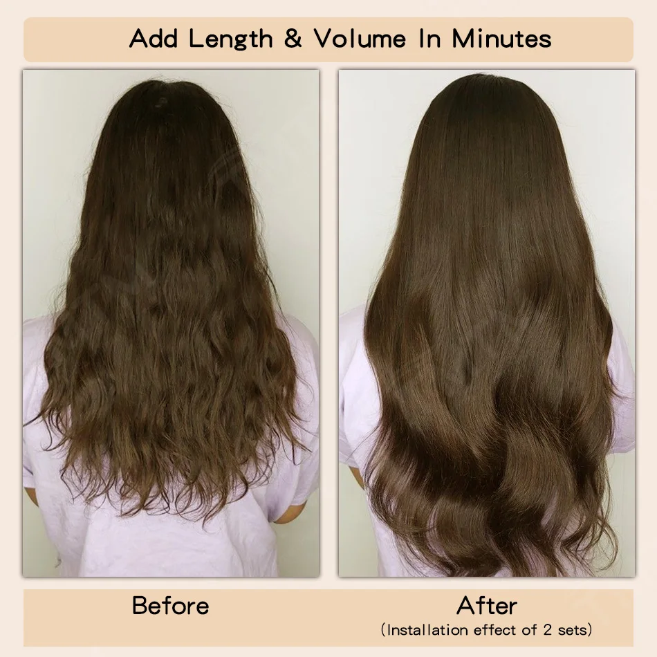 Seamless Pu Clip In Hair Extensions Human Hair 7Pcs Invisible Clip Ins Human Hair Extensions Brown Color 110g Straight Remy Hair image 6