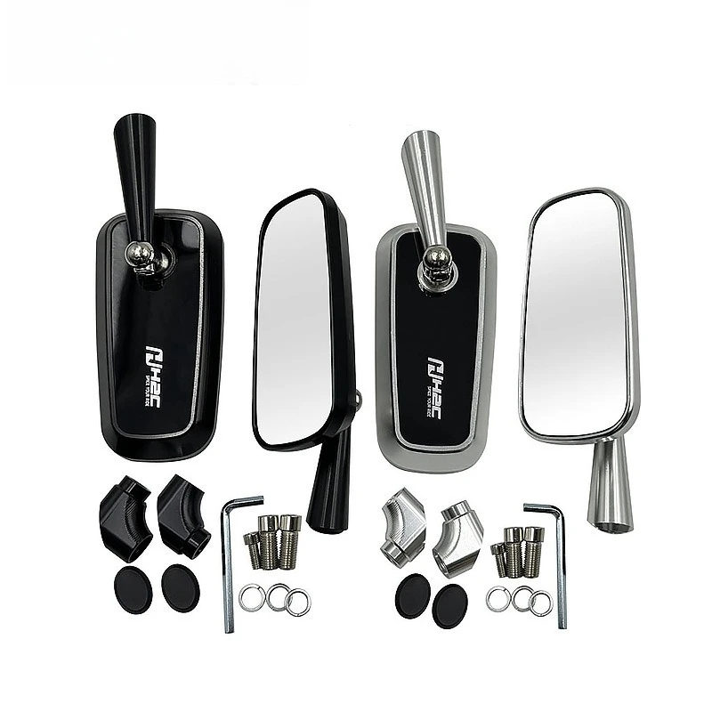 Hot-selling motorcycle electric vehicle aluminum alloy rearview mirror blue and white glass anti-glare rearview mirror