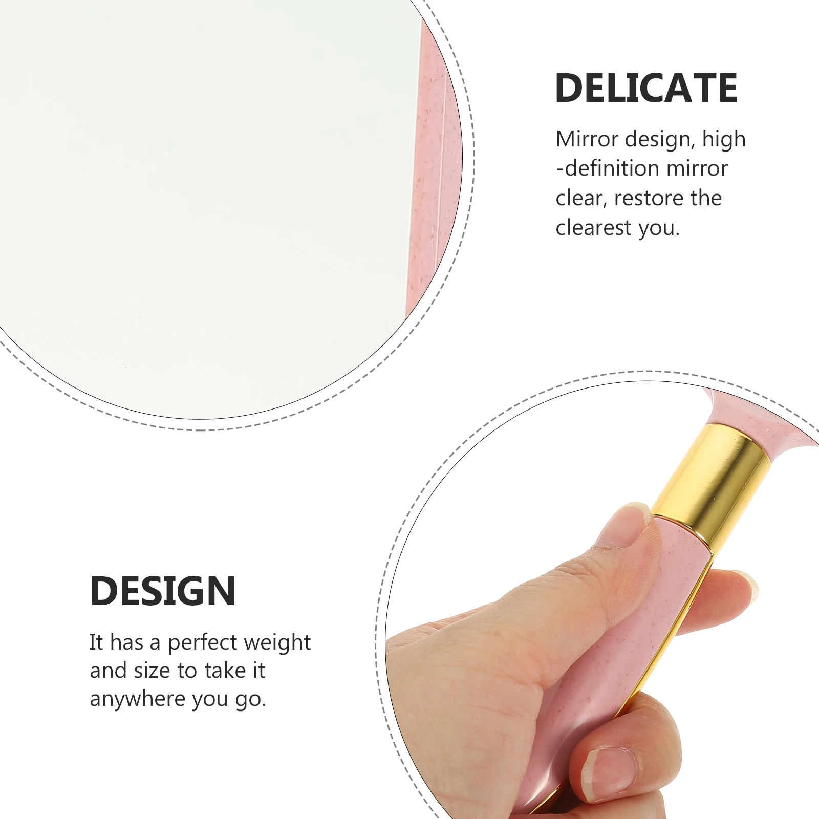 

Women Handheld Mirror Ergonomic Handle Design Clear Mirror Surface Ideal for Vanity Bedroom Bathroom Office Makeup Accessories