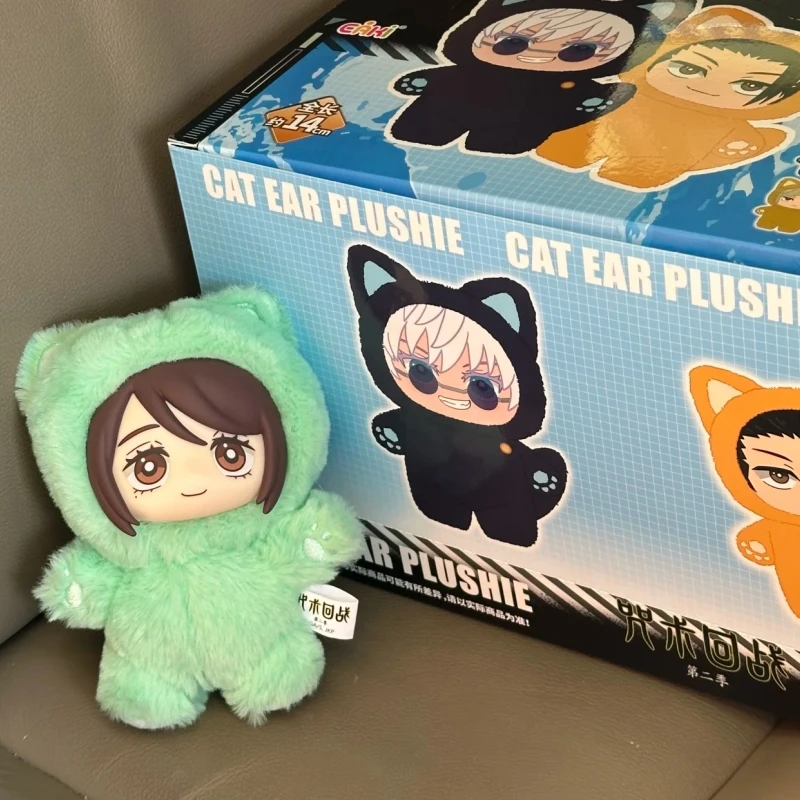 Горячая подлинная Kawaii Jujutsu Kaisen 2, плюшевая серия с кошачьими ушками, глухая коробка, загадочная коробка, аниме-игрушка, украшение для комнаты, коллекционный праздничный подарок