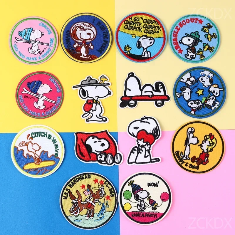 Snoopy Woodstock Cartoon Embroidered Patches Badge Cute Animation Boy Girls Clothes DIY Patches Pants Fusible Patch Accessories