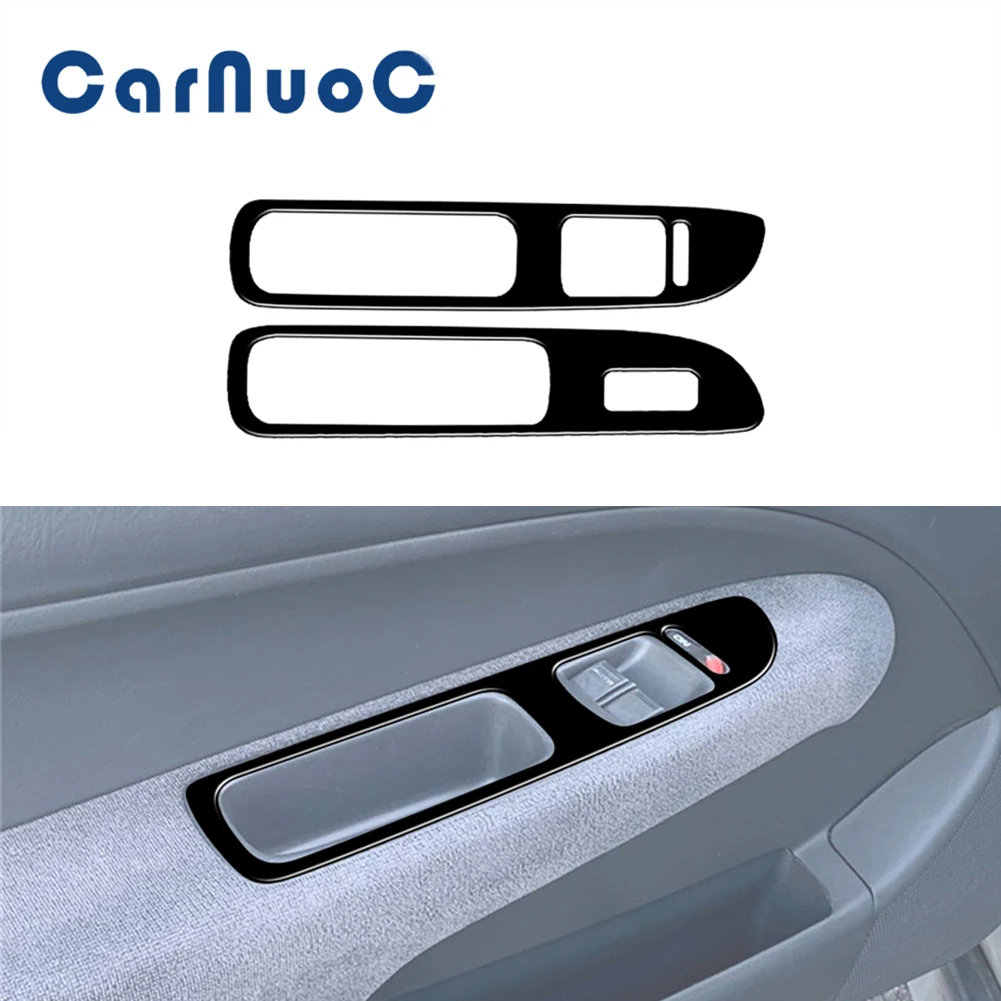 

Car Piano Black Stickers Window Lifting Panel Decorative Cover Trim For Honda Civic 1999 2000 Interior Mouldings Accessories
