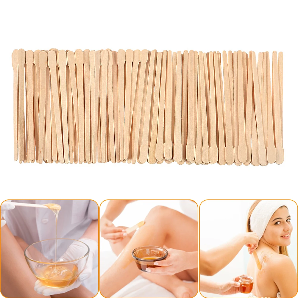 100PCS New Disposable Wooden Waxing Stick Spatulas Wax Applicator Quality Wood Sticks For Hair Eyebrow Removal Body Beauty Tool