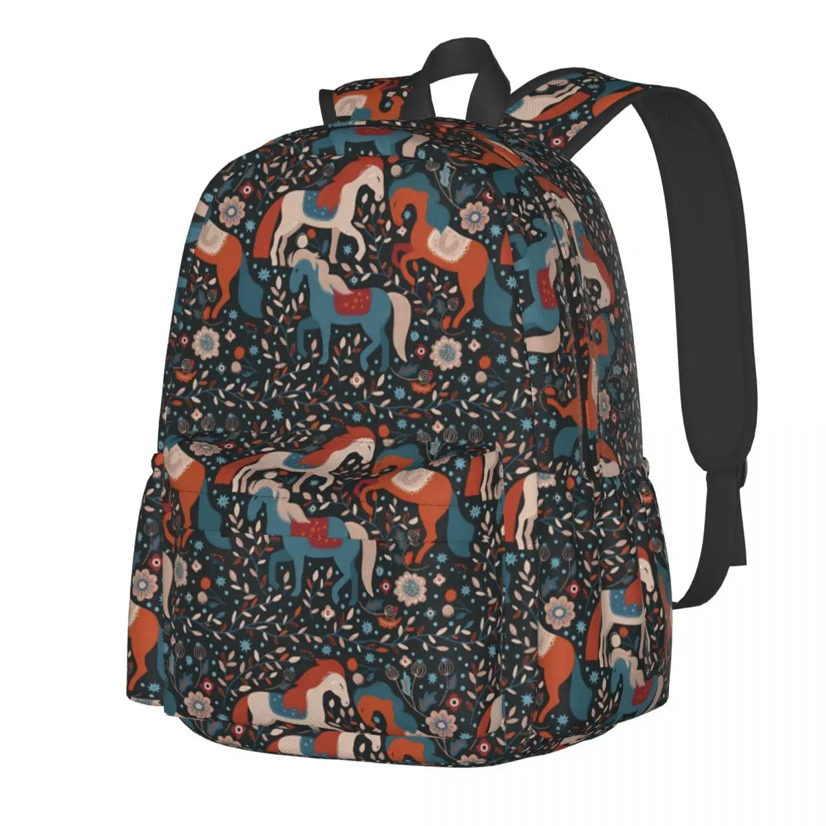 

Nordic Horse Backpack Vintage Animal Unisex Polyester Outdoor Backpacks Soft Casual High School Bags Rucksack