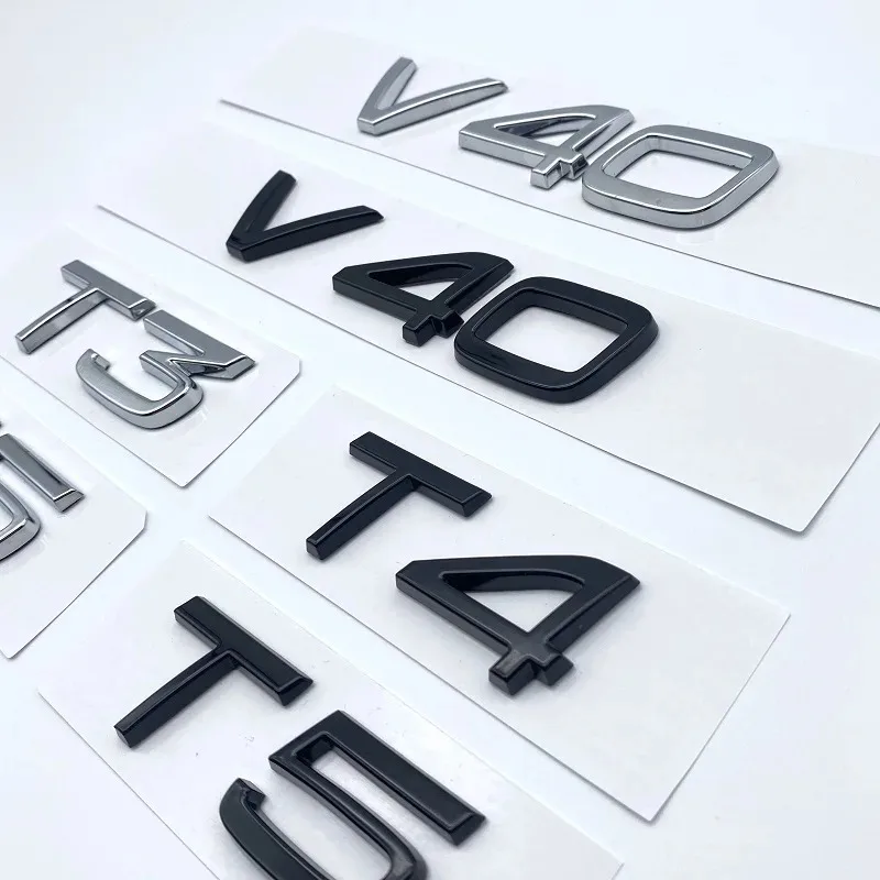 Glossy Black Emblem Nameplate Sticker For   V40 T3 T4 T5  Car Rear Sticker Car Trunk Letters Numbers Emblem