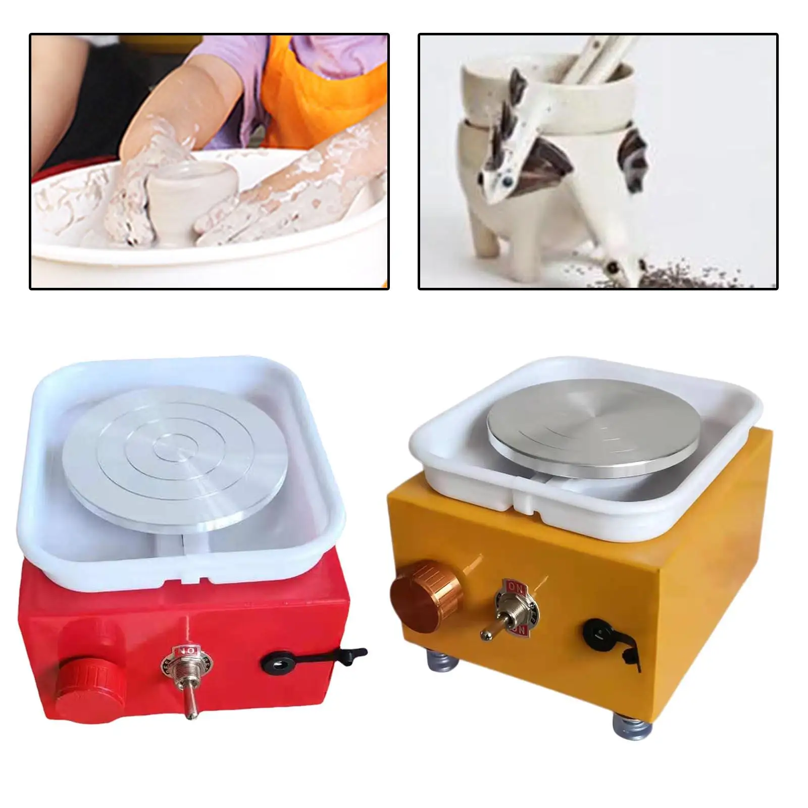 Electric Pottery Wheel Ceramic Trimming Wheel Turntable Tray DIY Tool Machine for Children School Teaching Beginner EU Plug