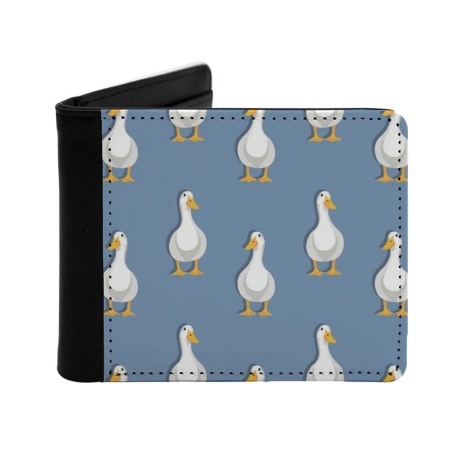 Ducky Duck Men's Wallet Pu Leather Wallet Multifunction Credit Card Purse Duck Ducks White Duck Orange Beak Lovely Duck