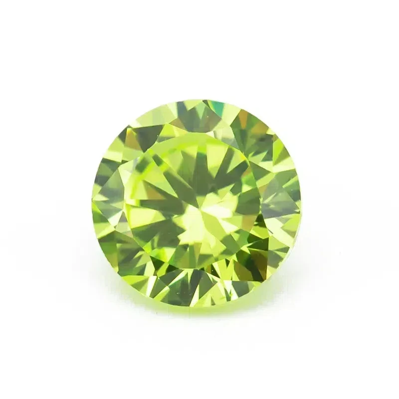 Größe 1mm~10mm Apfelgrüne Lose Zirkonia-Steine 5A Rundschliff CZ Synthetische Edelsteine für Schmuck – Detail 1