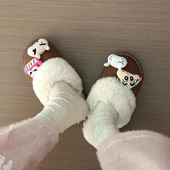 Cartoon Crayon Shin Chans Plush Doll Non-Slip Slippers Kawaii Warm Home Shoes Cute Outdoor Windproof and Cold-Proof Cotton Shoes
