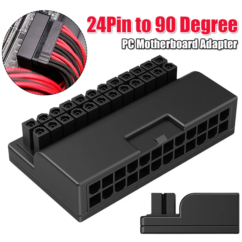24Pin to 90 Degree Power Plug Adapter Mainboard Motherboard Power Supply Connector Adapter Steering Head