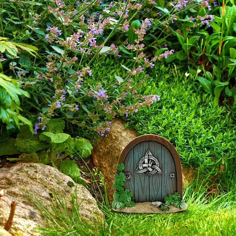 Miniature Fairy Gnome Door Figurines Elf Home For Yard Art Garden Tree Sculpture Statues Decor Outdoor Decor Fairy Garden Door