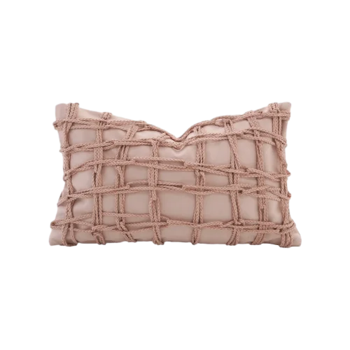 18” Pillowcases luxurious pink black and green pillow cover geometric hand-woven cushion covers decorated with ropes