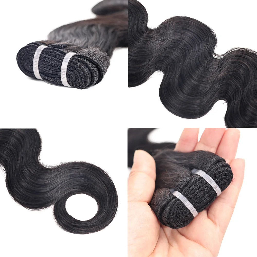 26 28 30 Inch Body Wave 2 3 4 Bundles Brazilian Remy Unprocessed Human Hair Wavy Doule Drawn Bundles Weave Extensions