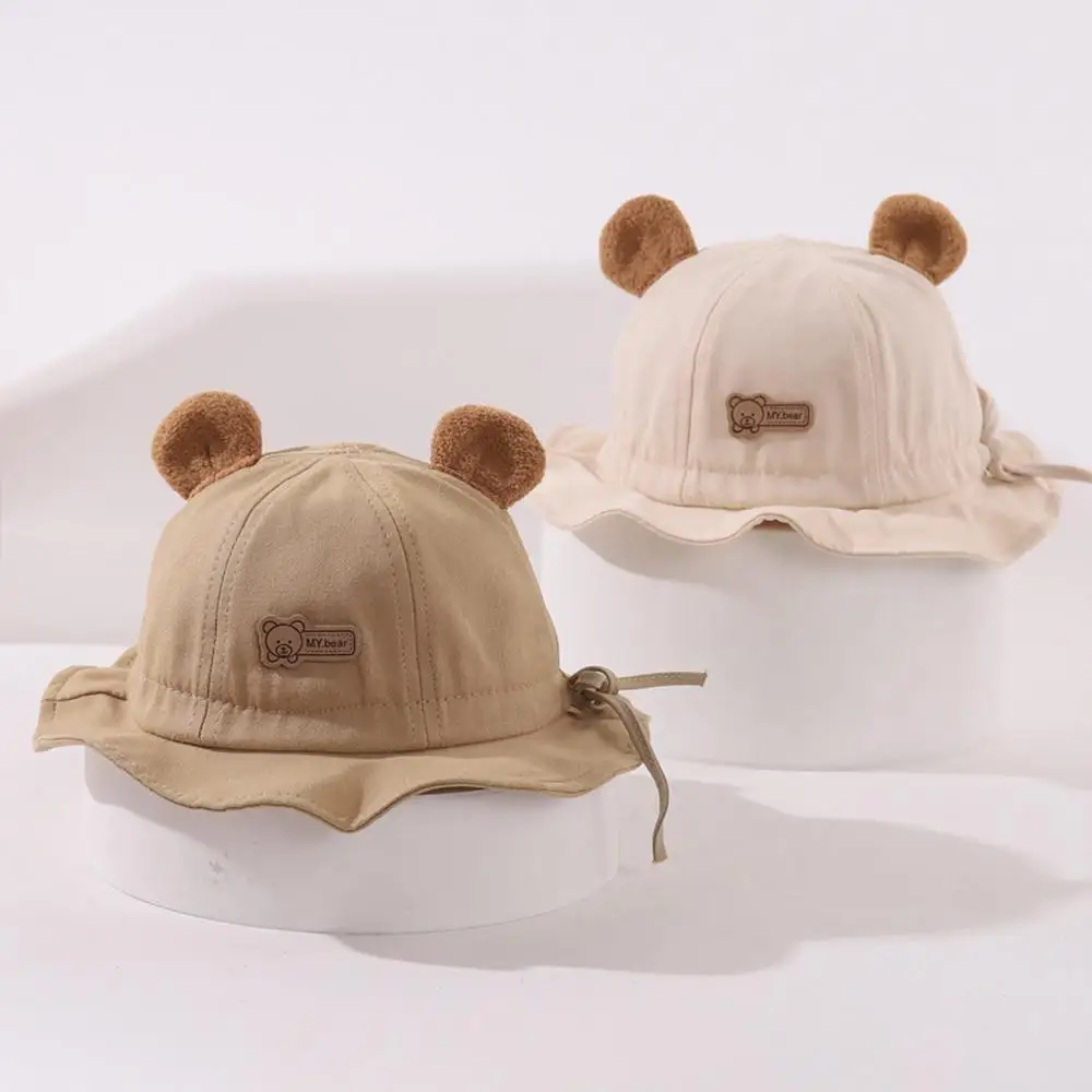 

Trendy Cute Bear Kids Bucket Hat Wave Edge Adjustable Children's Sun Hat 5M-2Y Baby Toddler Fisherman Hat for Women & Men