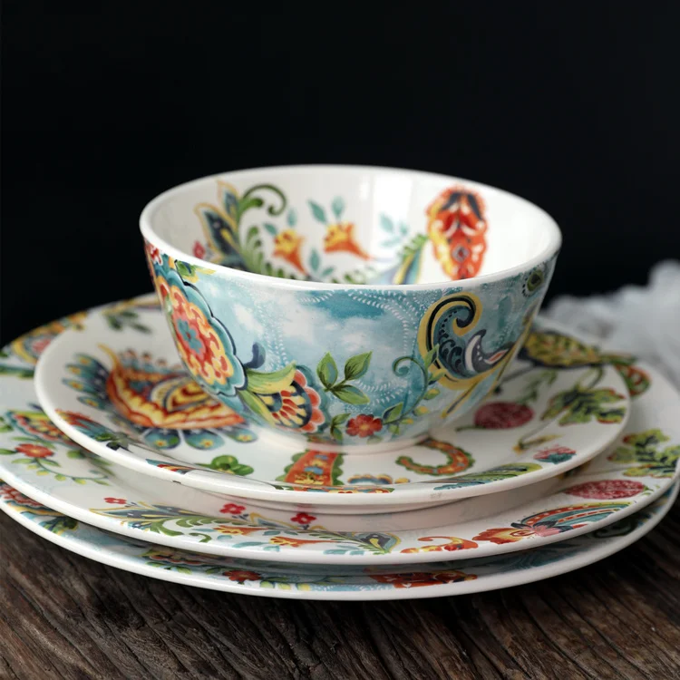 

Classic American Country Cerc Dinnerware Walnut Flower Steak Plate Pasta Di round ape Adult Use Diware Plate