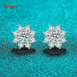 Smyoue 0.3-0.5CT White Gold Certified Moissanite Earring Studs for Women Sparkling Simulated Diamond Jewelry 925 Sterling Silver
