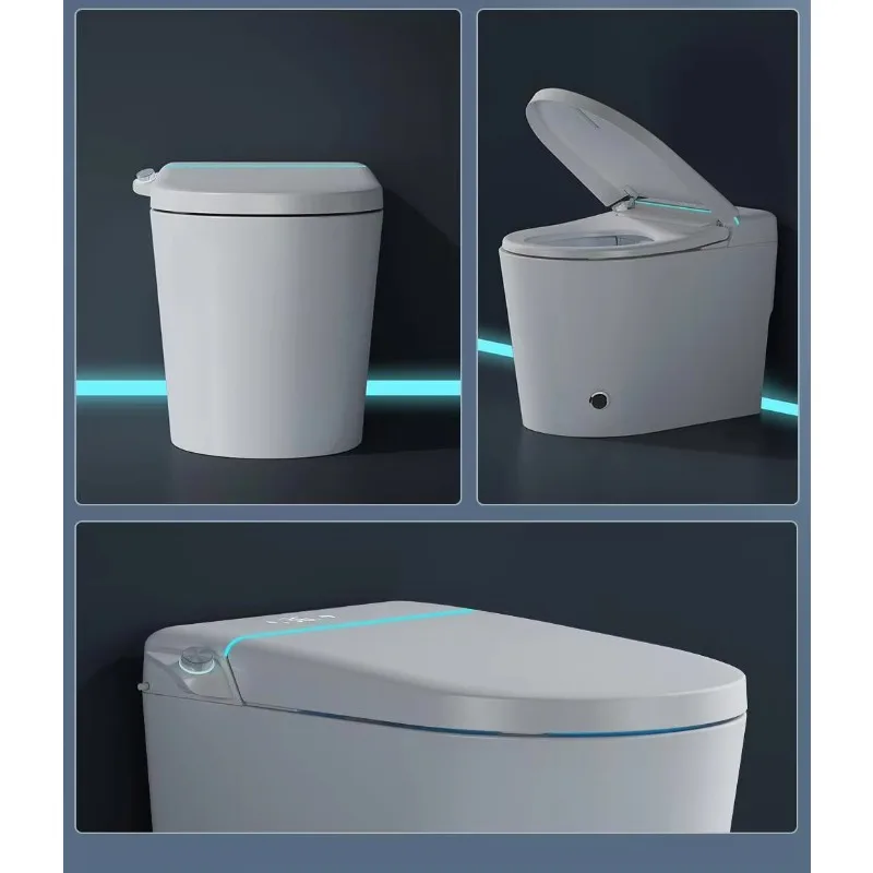 USA Fit Floor Mounted WC Smart Toilet Intelligent Bidet Toilet Attachment Electronic With Self Cleaning S-Trap Smart Set White