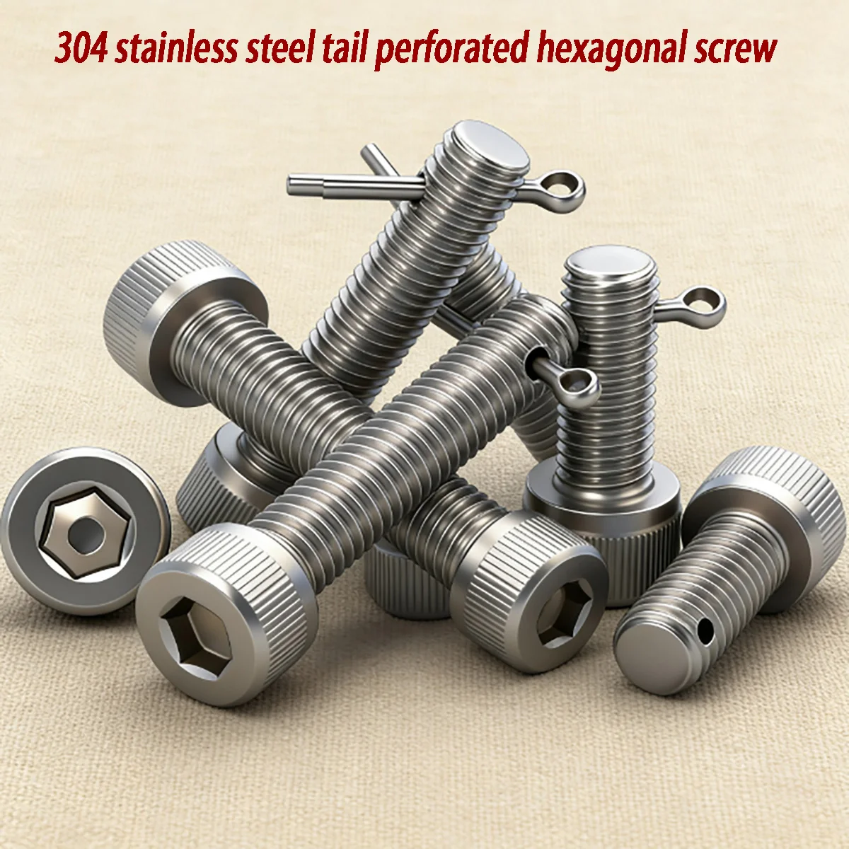 304 Stainless Steel Hex Socket Cup Head Screws with Hole - Cotter Pin Included Perforated Bolt Set M3-M16