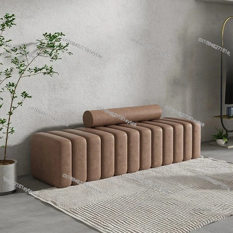 European Fabric Ottoman Stool, Modern Sofa Shoe Changing Stool for Living Room Bedroom