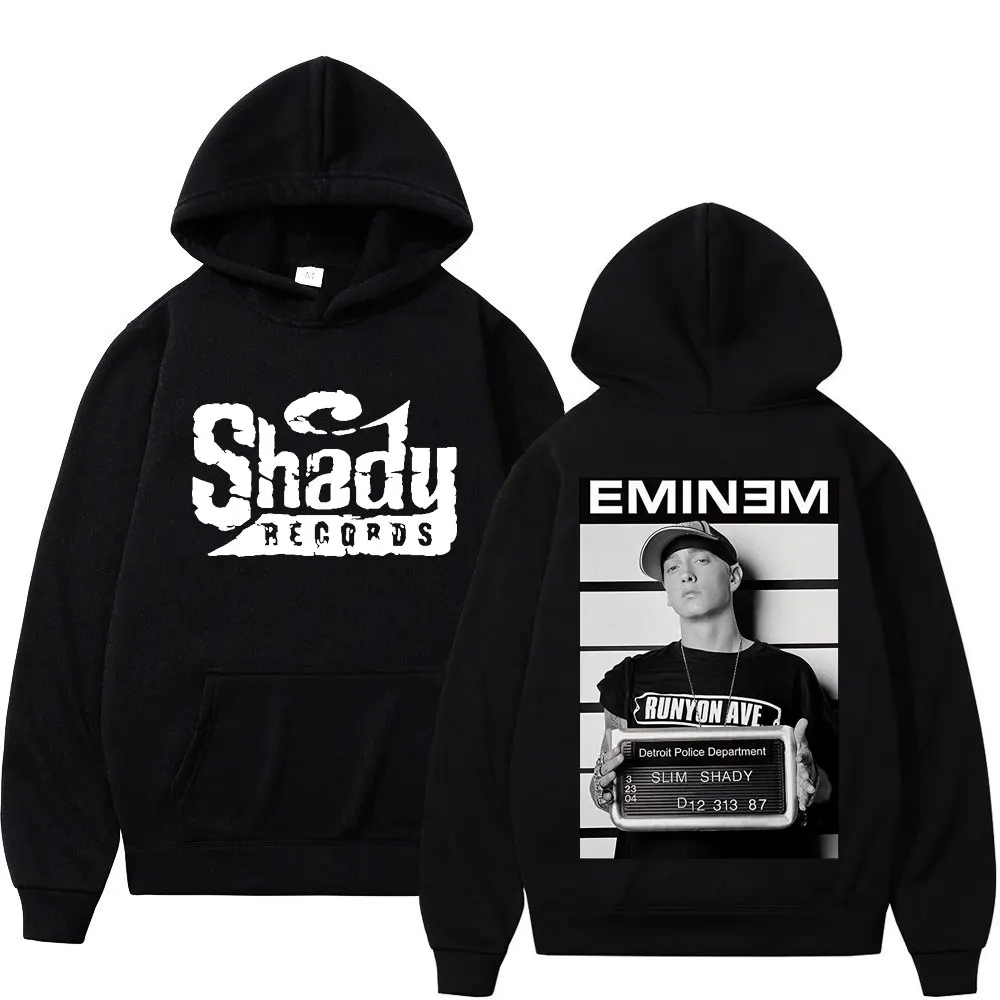 Raper Eminem dwustronne bluza z kapturem z nadrukiem męskie kobiety Hip Hop Vintage oversize bluzy modne bluzy z kapturem Streetwear