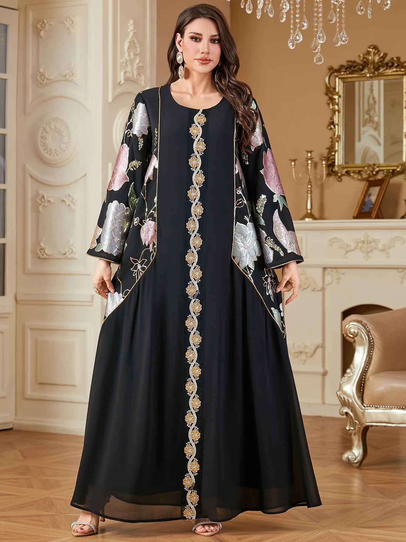 

Ид Абая женское платье мусульманская осень с вышивкой Дубай Vestidos Largos длинные платья кафтан арабский халат вечерние кафтан Джалабия Рамадан