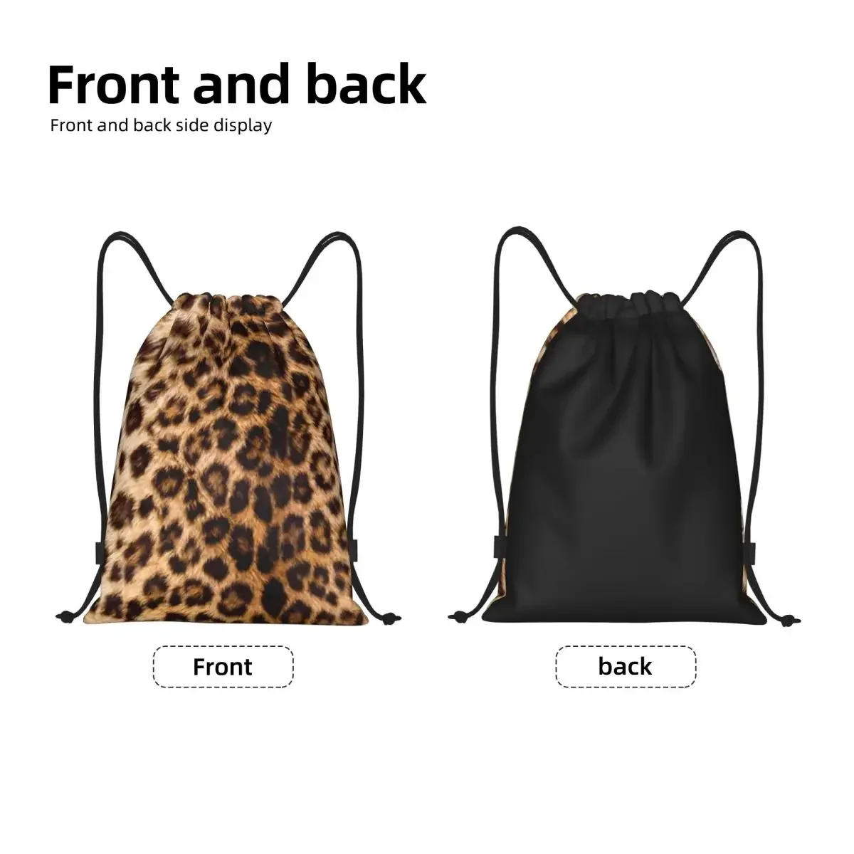 Custom Leopard Cheetah Fur Hide Drawstring Bags for Shopping Yoga Backpacks Women Men Animal Fur Pattern Sports Gym Sackpack