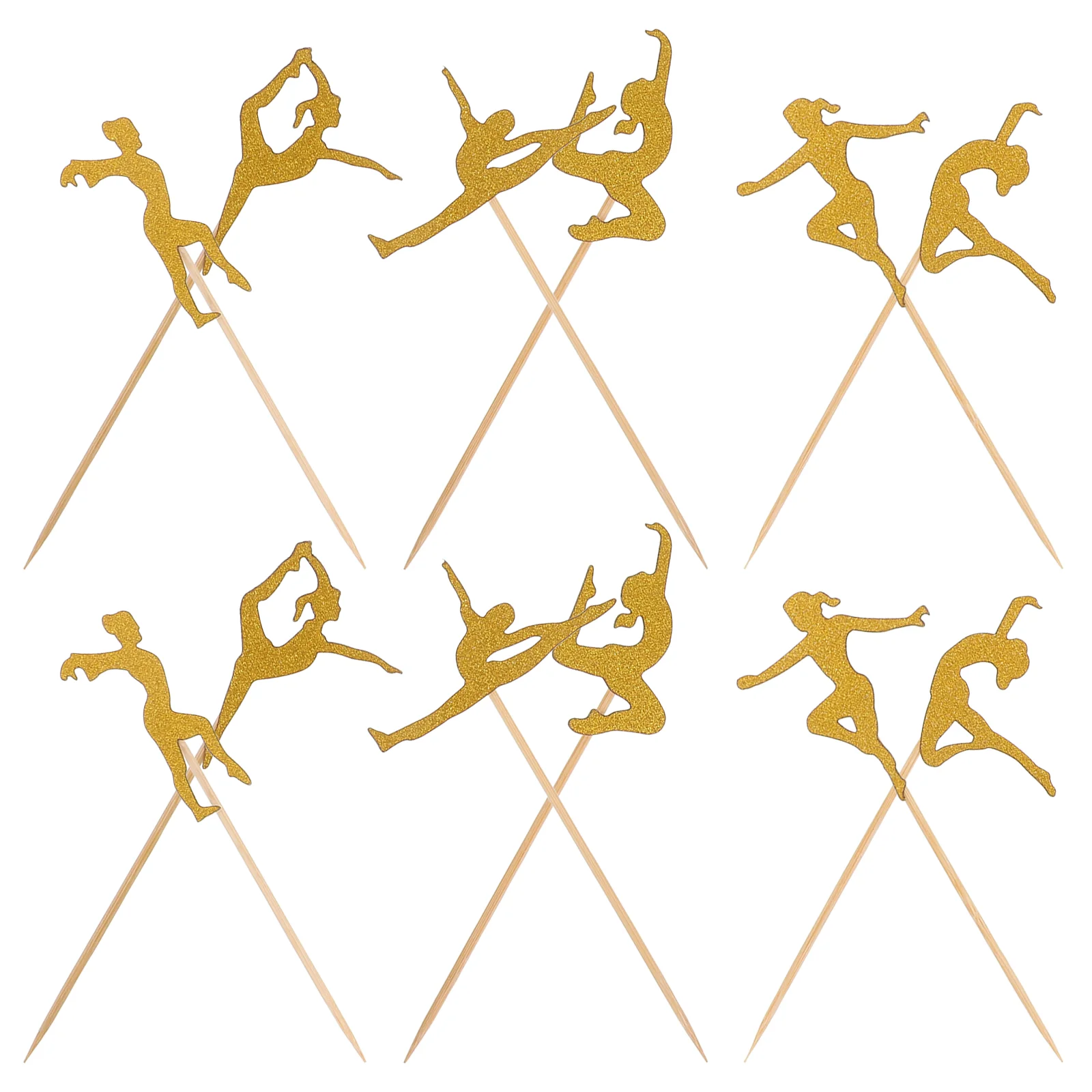 Gymnastics Birthday Party Supplies Cake Decorations Fitness Theme Toppers Wooden Picks for