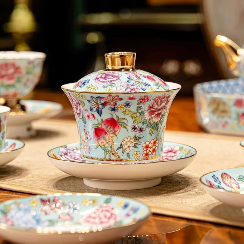 

Enamel color tea set light luxury high-end high-end