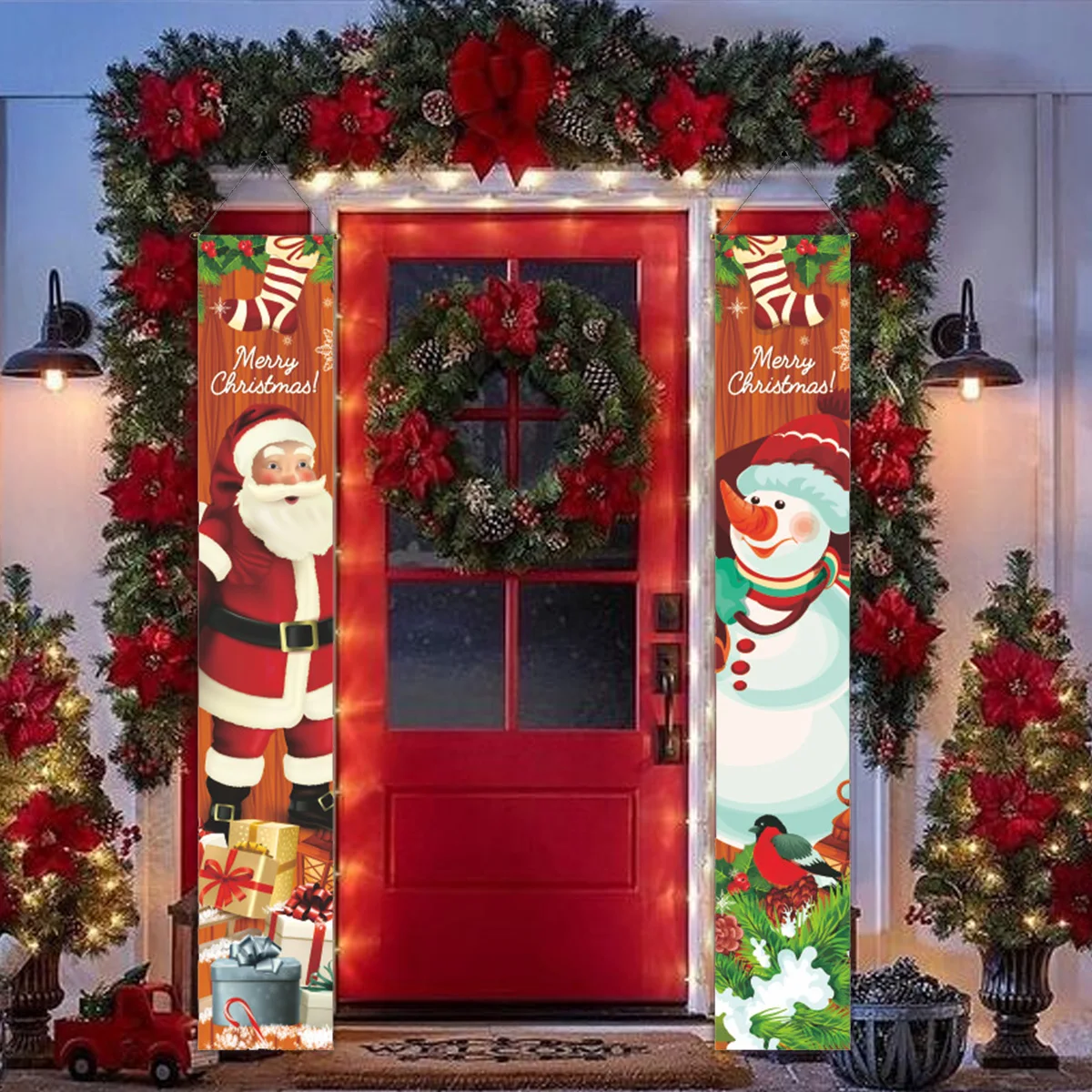 2024 Christmas Door Decoration Porch Sign Merry Christmas Banner Decor for Home Hanging Flag xmas Ornament Navidad New Year gift