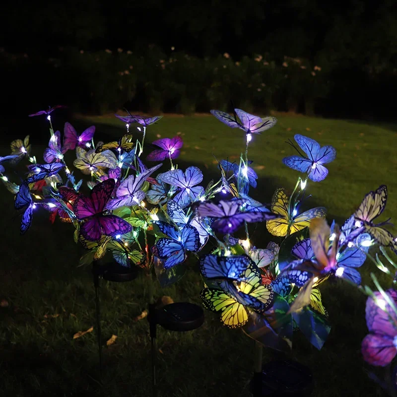 Solar Landscape Lawn Yard Light Butterfly Garden Light Outdoor Solar Stake Light Changing