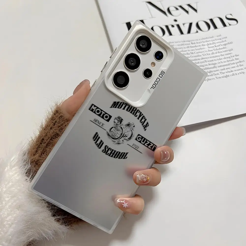 Custodia per telefono con logo Moto G-GuzziS per Samsung Galaxy S25 Edge S24 S23 S22 S21 S20 Ultra Funda Cover in silicone argento
