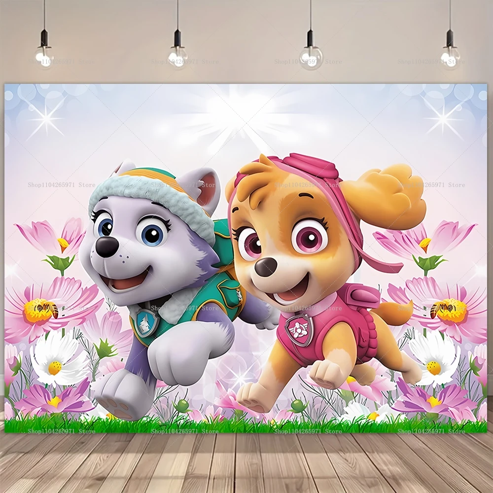 PAW Patrol Cartoon Dog Birthday Backdrop Kids Happy Birthday Photo Background Banner Baby Shower Boys Girls Party Decor Supplies view 5