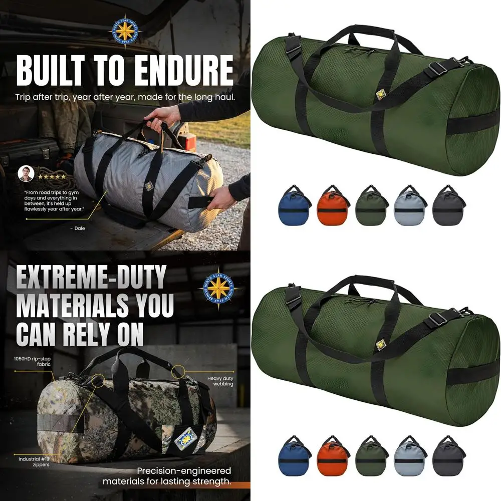 

Сверхпрочная сумка-дафл XL из ткани рипстоп, всепогодная, компактная, вместимость 131 л, зеленая